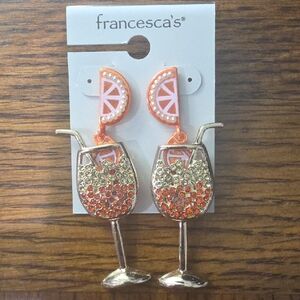 Francesca's Collections Orange and Gold Cocktail Earrings